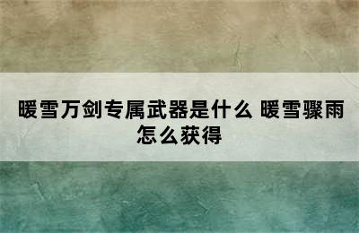 暖雪万剑专属武器是什么 暖雪骤雨怎么获得